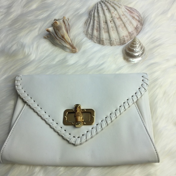 White Apt 9 Envelope Bag Purse with Chain Versatile Hand Bag Cross Vintage - Picture 1 of 8